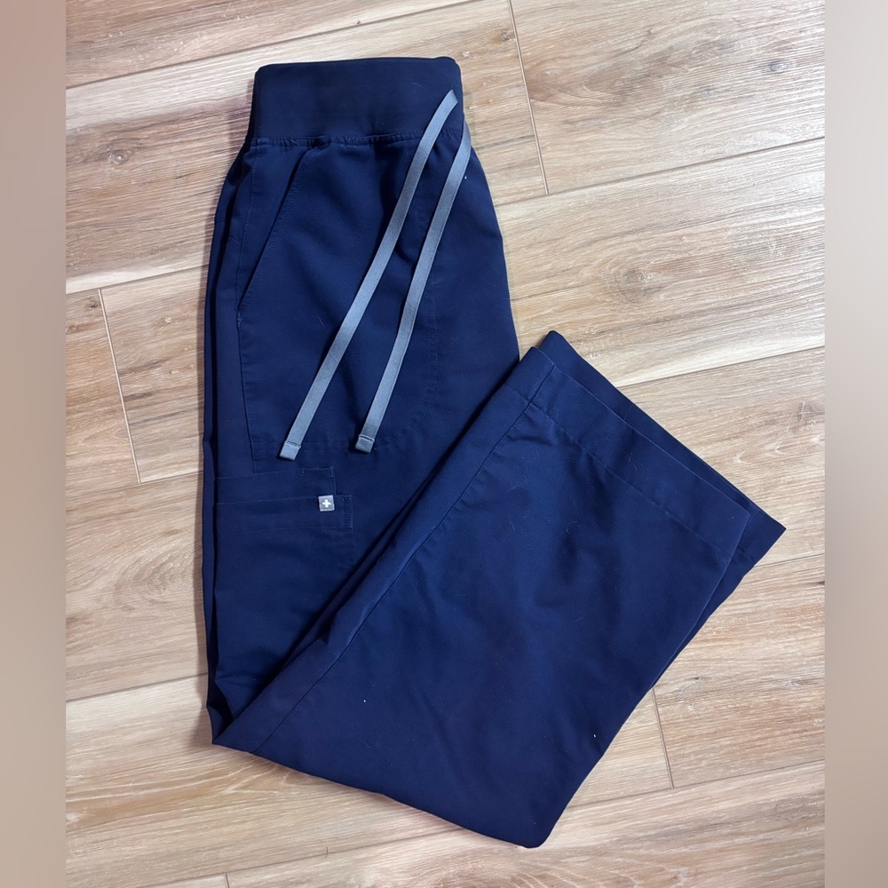 Navy High Waisted Wide Leg Scrub Pants